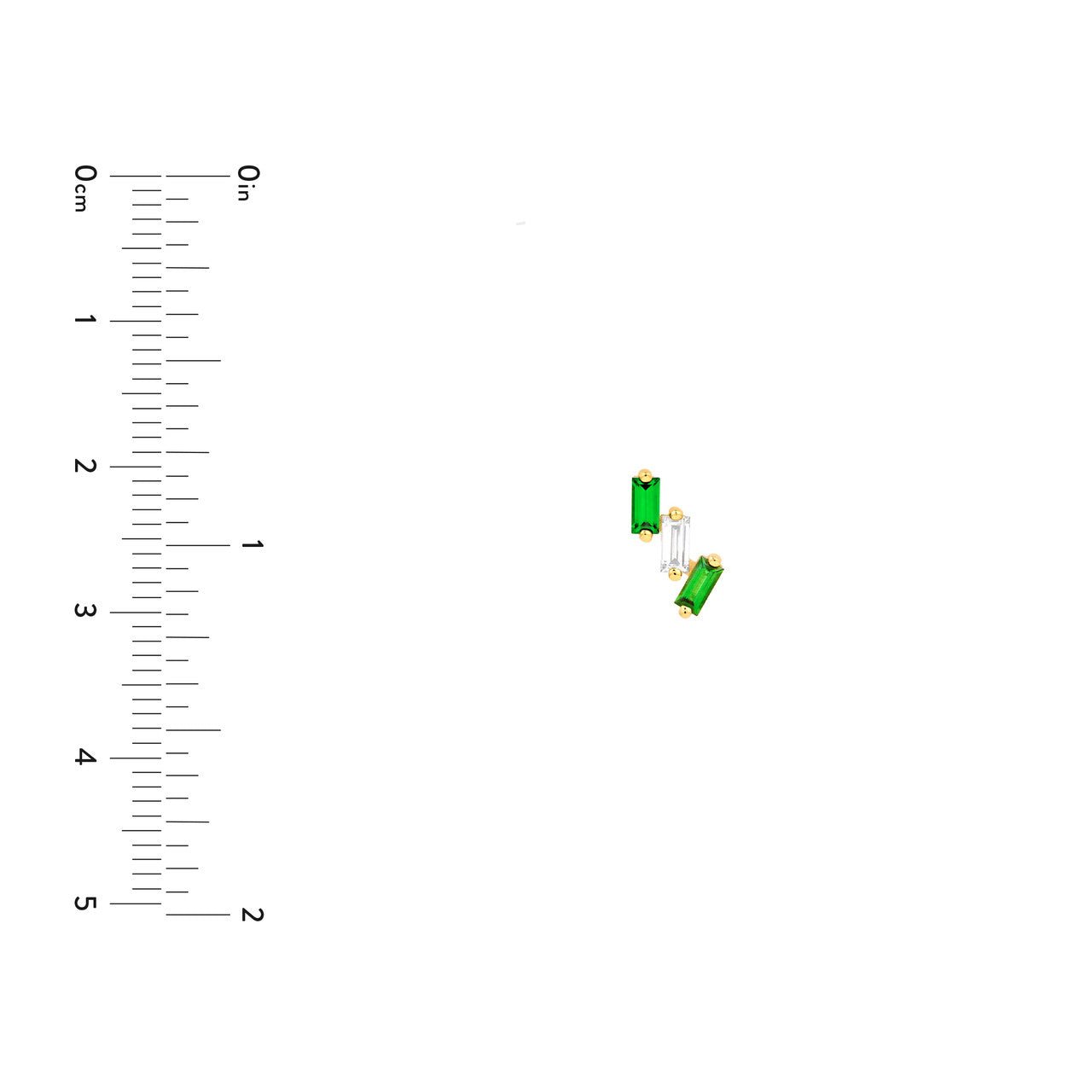 Birmingham Jewelry - 14K Yellow Gold Square Baguette Tsavorite & Diamond Stud Earrings - Birmingham Jewelry