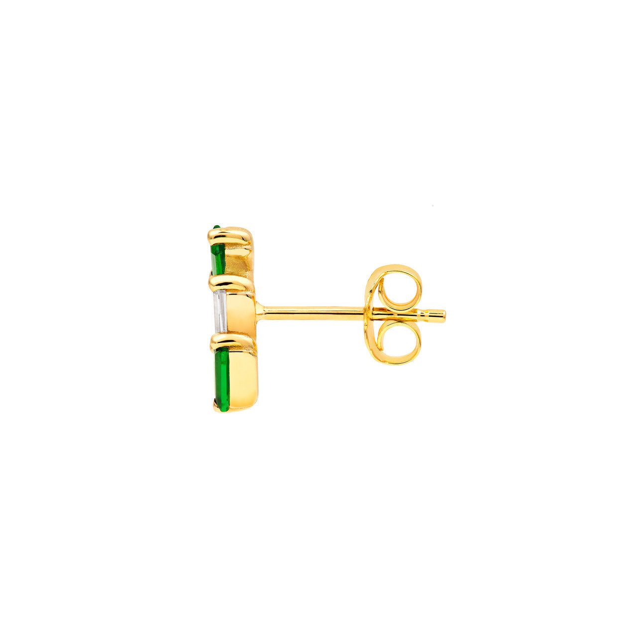 Birmingham Jewelry - 14K Yellow Gold Square Baguette Tsavorite & Diamond Stud Earrings - Birmingham Jewelry