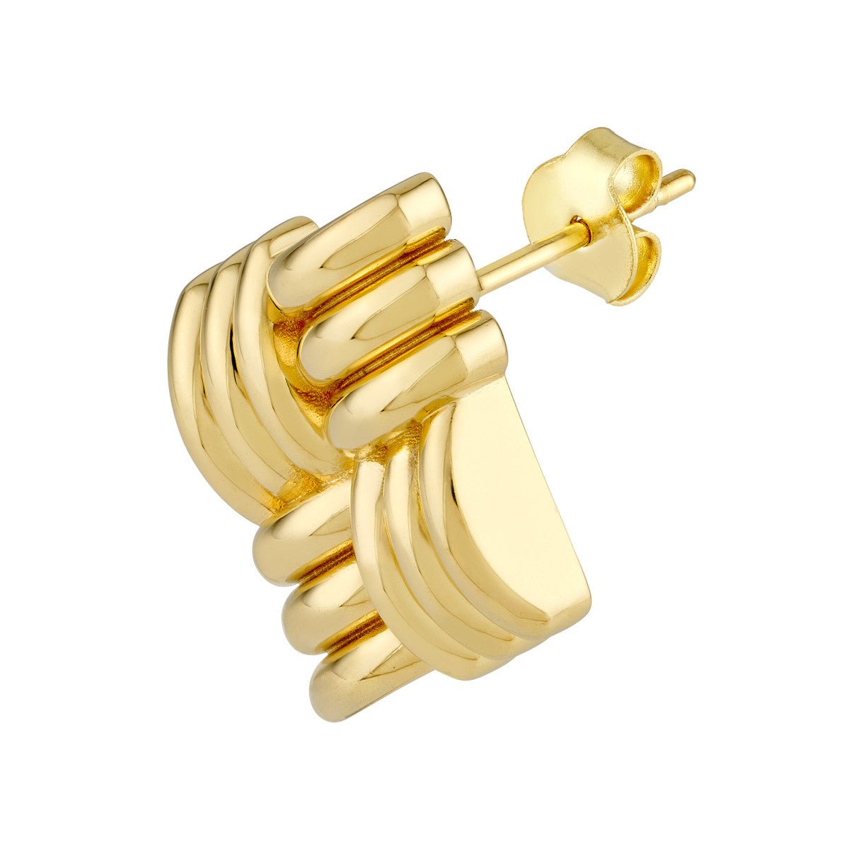 Birmingham Jewelry - 14K Yellow Gold Square Lattice Pattern Stud Earrings - Birmingham Jewelry
