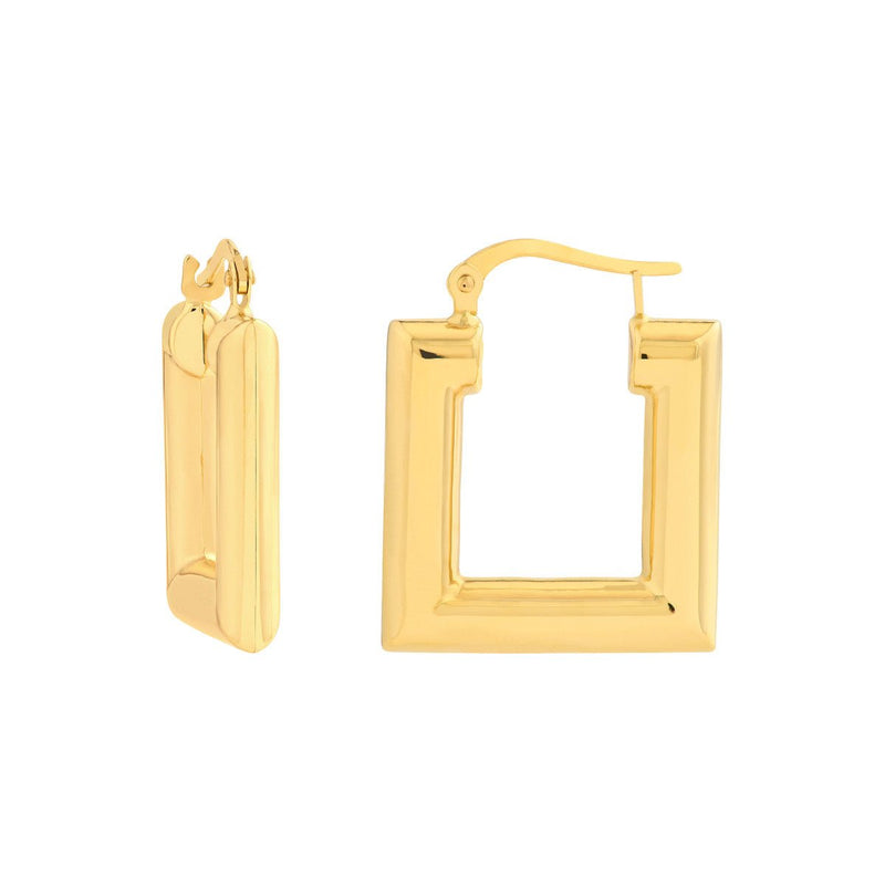 Birmingham Jewelry - 14K Yellow Gold Square Polished Puff Earrings - Birmingham Jewelry