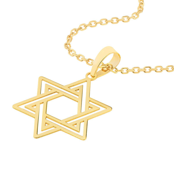 Birmingham Jewelry - 14K Yellow Gold Star Of David Pendant Interlocking - Birmingham Jewelry