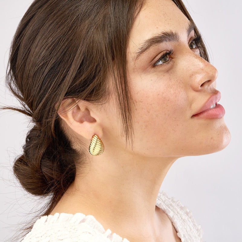 Birmingham Jewelry - 14K Yellow Gold Teardrop Graduated Swirl Earrings - Birmingham Jewelry