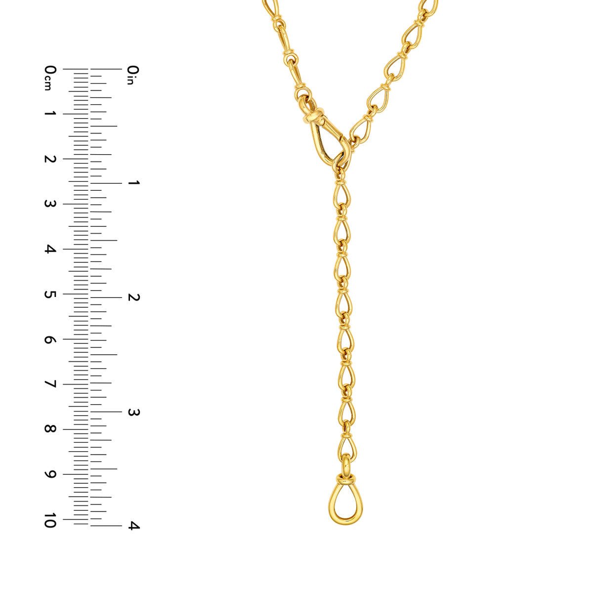 Birmingham Jewelry - 14K Yellow Gold Teardrop Link Lariat Necklace - Birmingham Jewelry