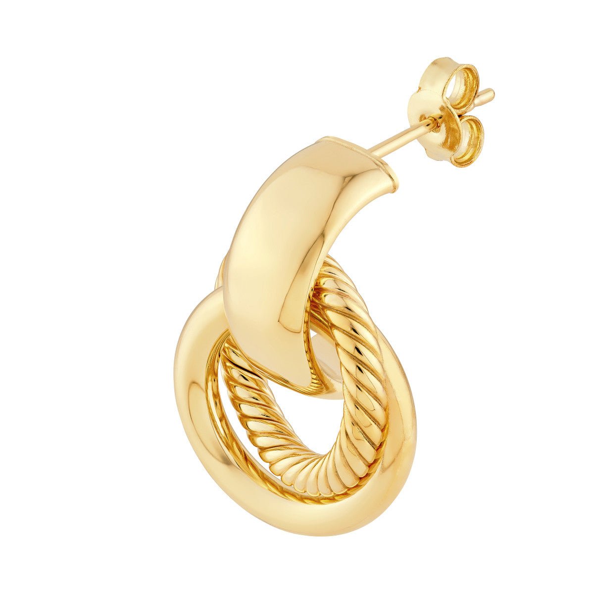 Birmingham Jewelry - 14K Yellow Gold Texture Door Knocker Hoop Earrings - Birmingham Jewelry