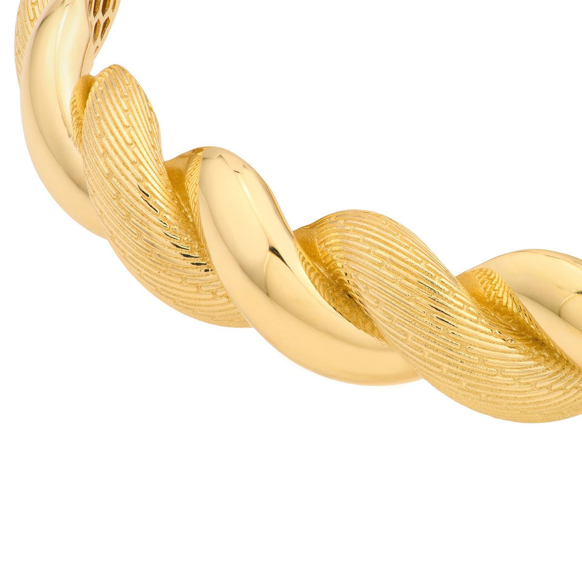 Birmingham Jewelry - 14K Yellow Gold Textured and Polished Twist Bangle Bracelet - Birmingham Jewelry