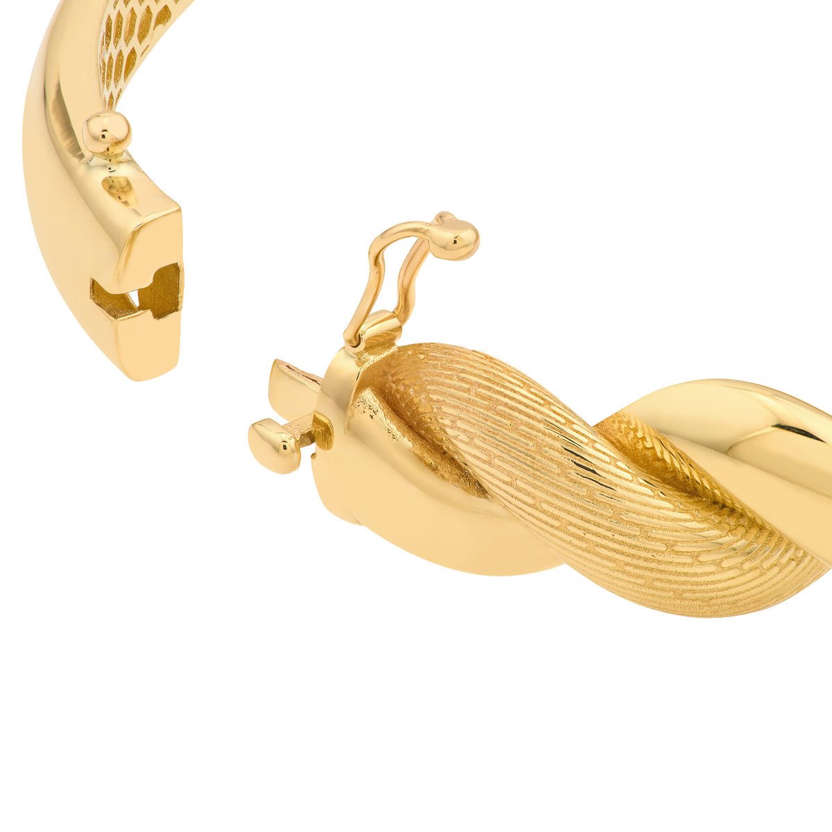 Birmingham Jewelry - 14K Yellow Gold Textured and Polished Twist Bangle Bracelet - Birmingham Jewelry