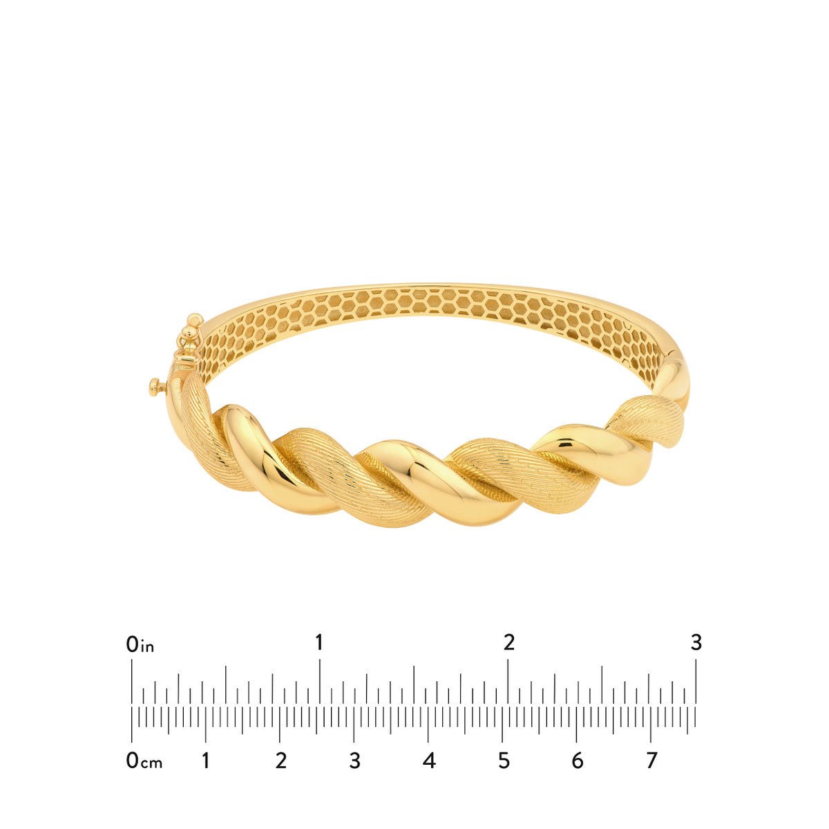 Birmingham Jewelry - 14K Yellow Gold Textured and Polished Twist Bangle Bracelet - Birmingham Jewelry