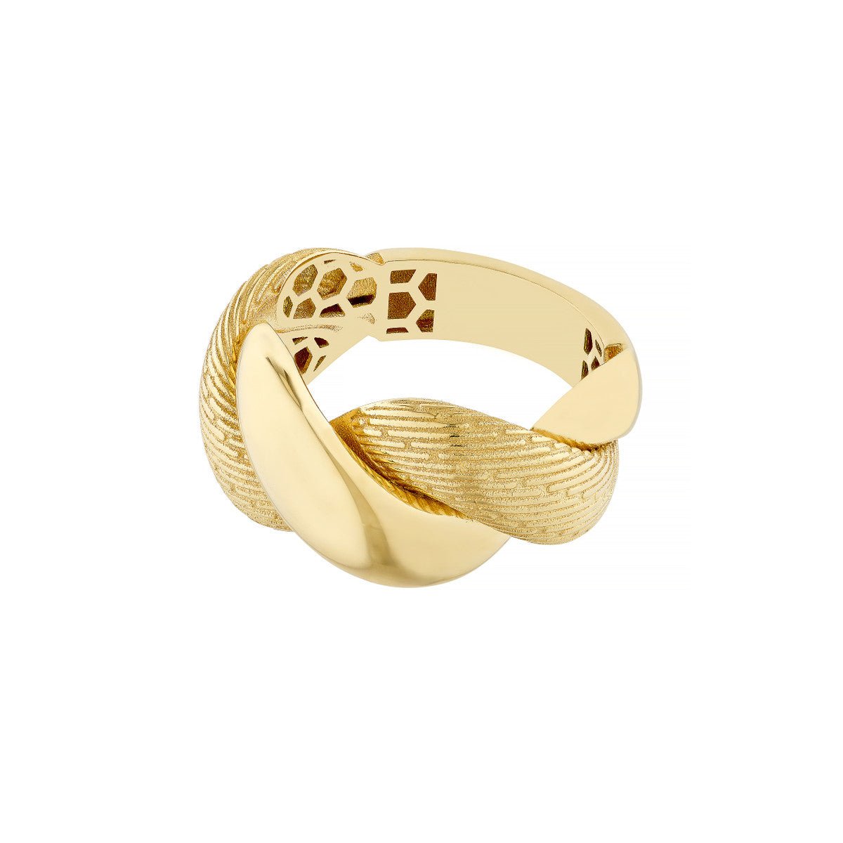 Birmingham Jewelry - 14K Yellow Gold Textured and Polished Twist Ring - Birmingham Jewelry