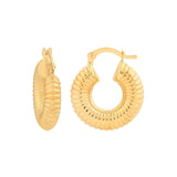 Birmingham Jewelry - 14K Yellow Gold Textured Round Hoop Earrings - Birmingham Jewelry