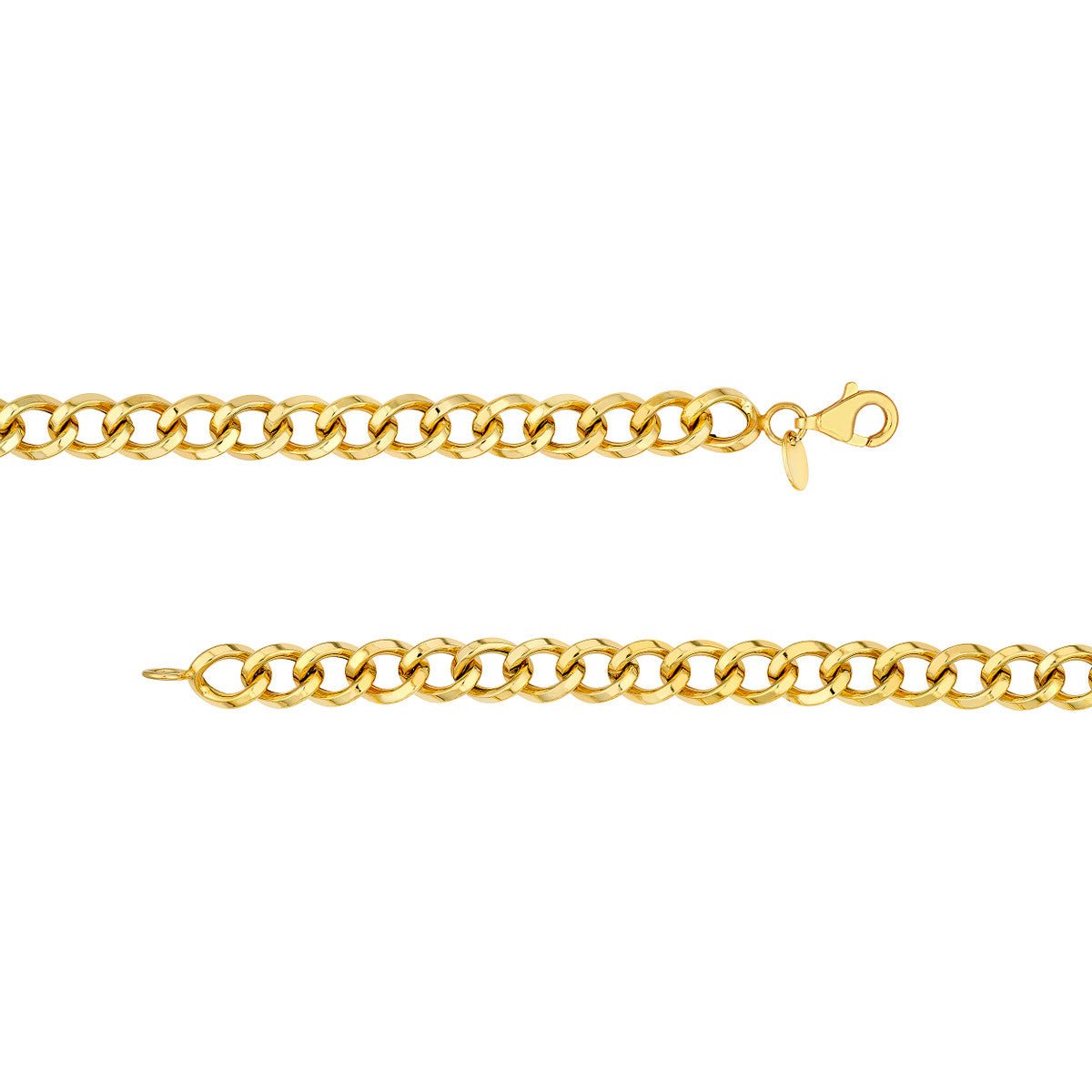 Triangular Link Chain 14K Yellow Gold Triangular Tube Curb Link Chain