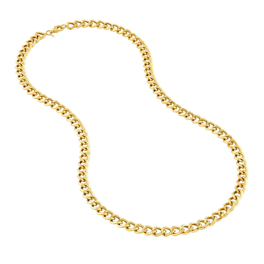 Triangular Link Chain 14K Yellow Gold Triangular Tube Curb Link Chain