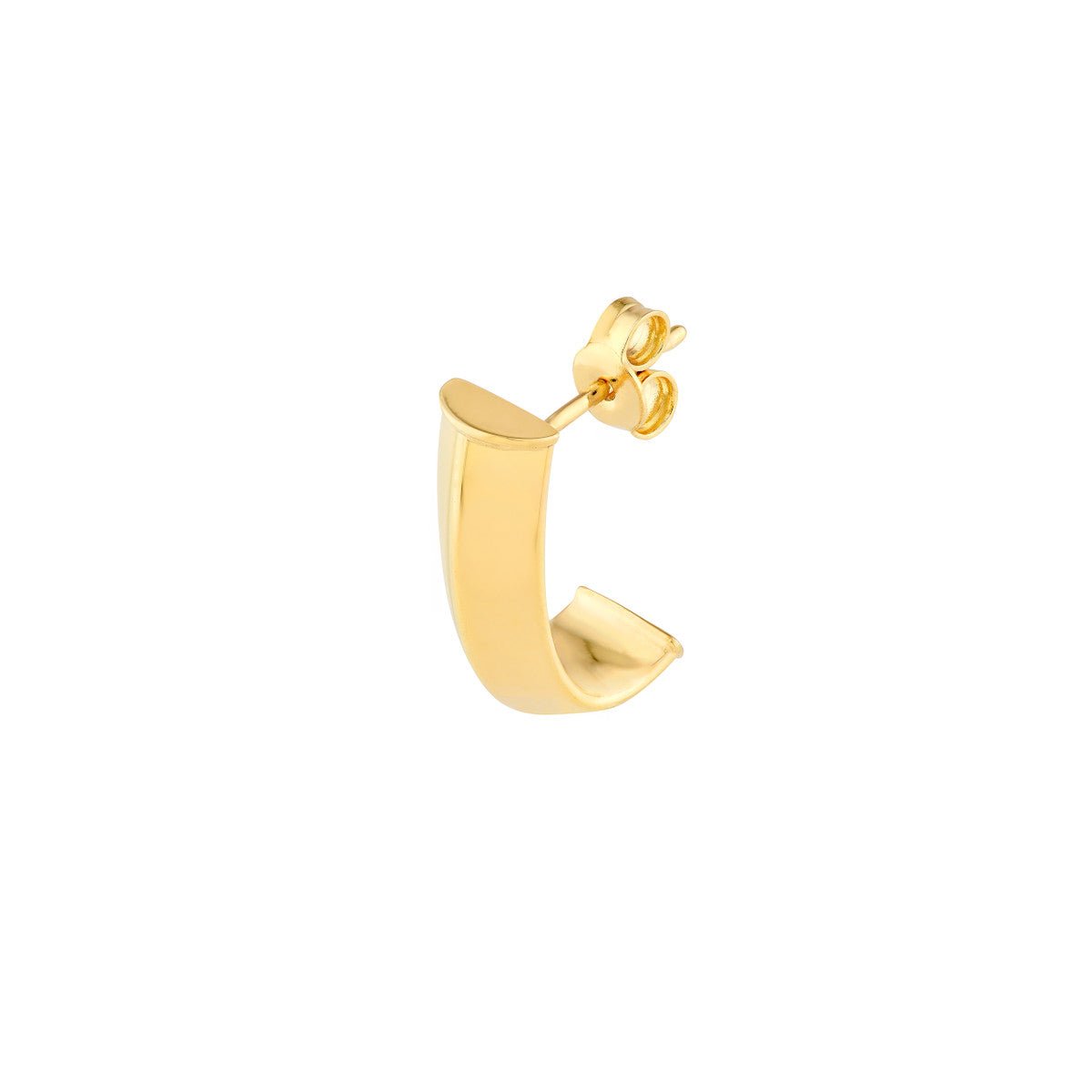 Birmingham Jewelry - 14K Yellow Gold Triangular Tube J Hoop Earrings - Birmingham Jewelry