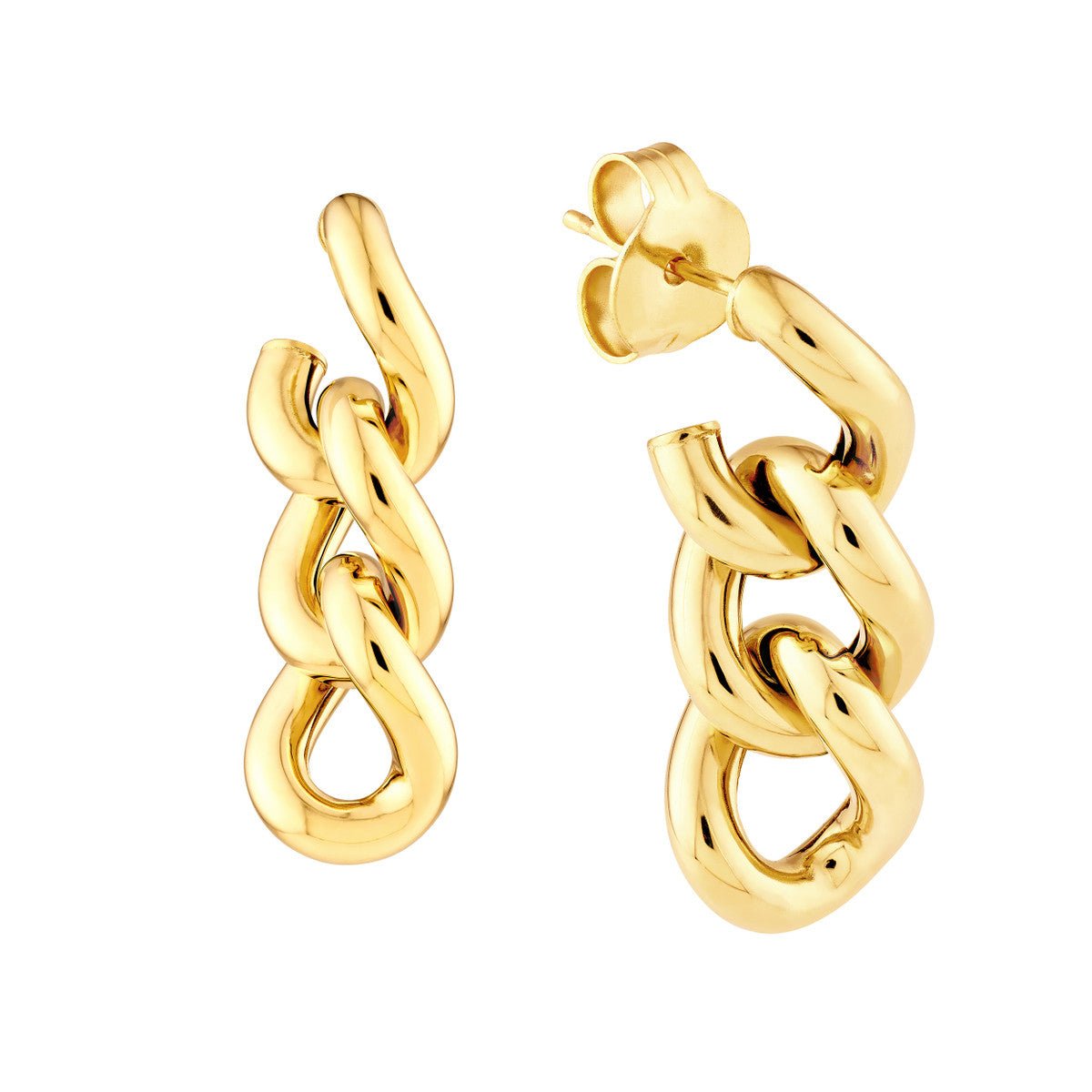 Birmingham Jewelry - 14K Yellow Gold Triple Curb Link Dangle Earrings - Birmingham Jewelry