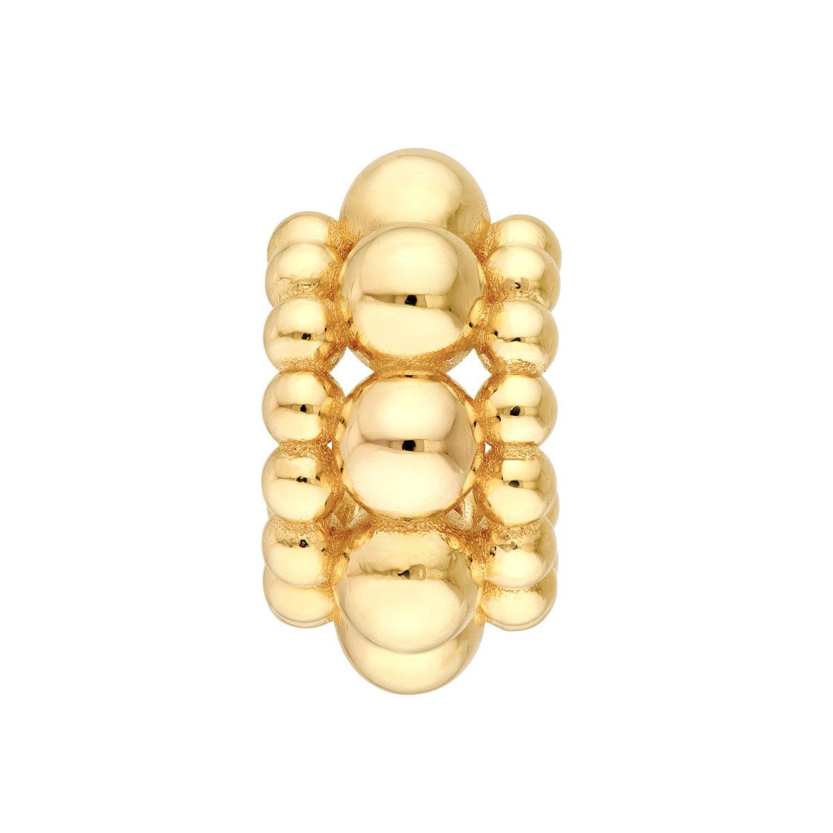 Birmingham Jewelry - 14K Yellow Gold Triple Row Beaded Open Hoop Earrings - Birmingham Jewelry