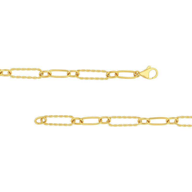 Birmingham Jewelry - 14K Yellow Gold Twist and Polished Oval Link Necklace - Birmingham Jewelry