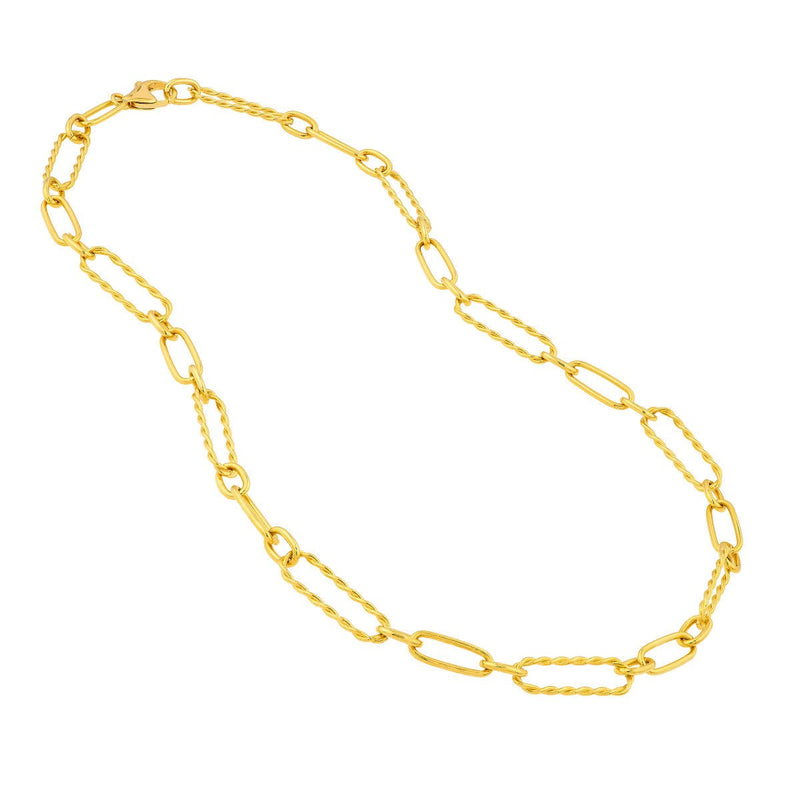 Birmingham Jewelry - 14K Yellow Gold Twist and Polished Oval Link Necklace - Birmingham Jewelry