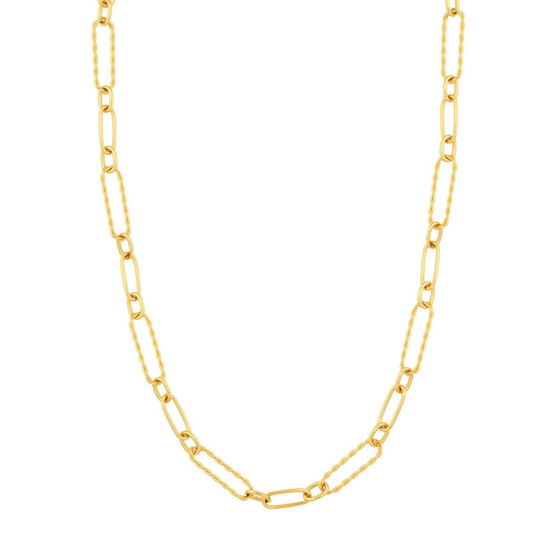 Birmingham Jewelry - 14K Yellow Gold Twist and Polished Oval Link Necklace - Birmingham Jewelry