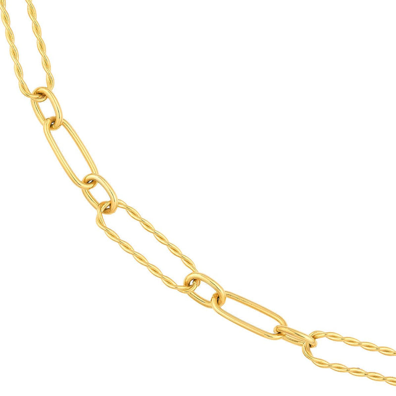 Birmingham Jewelry - 14K Yellow Gold Twist and Polished Oval Link Necklace - Birmingham Jewelry