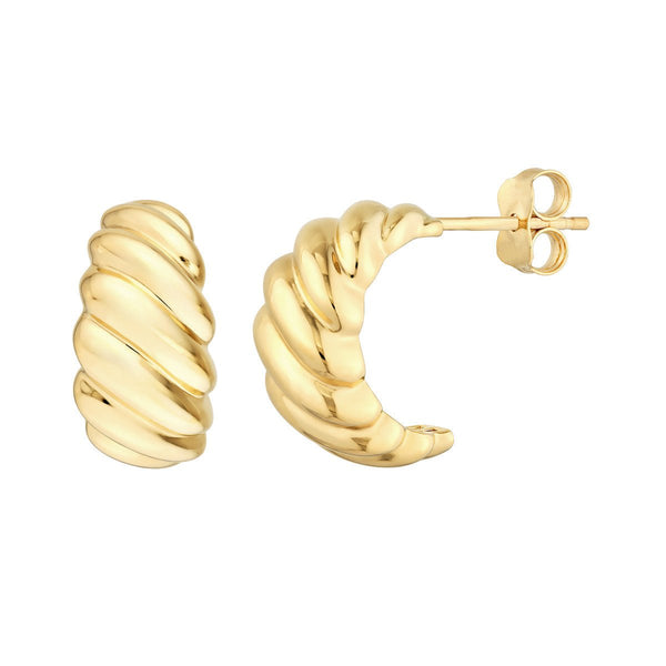 Birmingham Jewelry - 14K Yellow Gold Twist Dome Hoop Earrings - Birmingham Jewelry