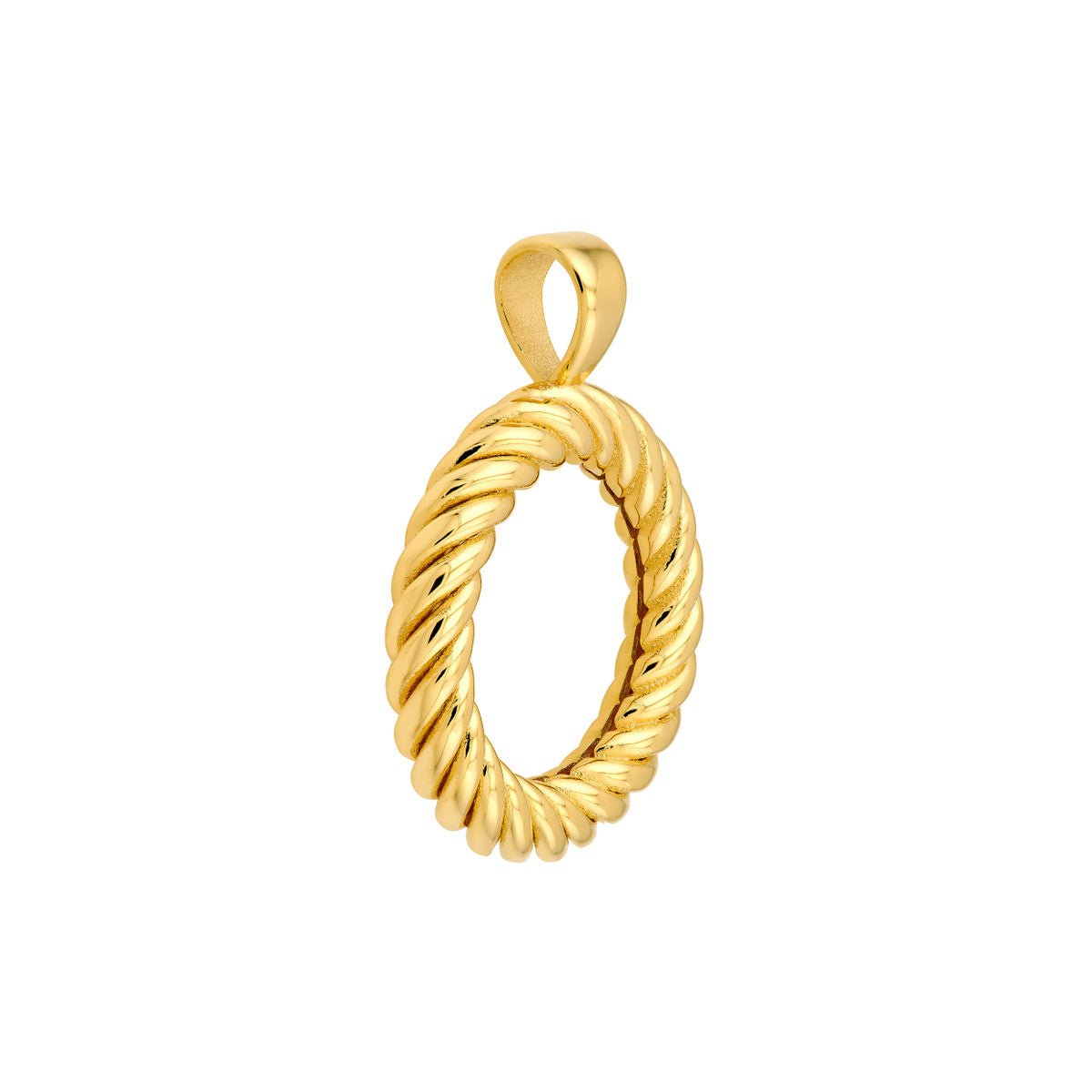 Birmingham Jewelry - 14K Yellow Gold Twisted Rope Open Circle Pendant - Birmingham Jewelry