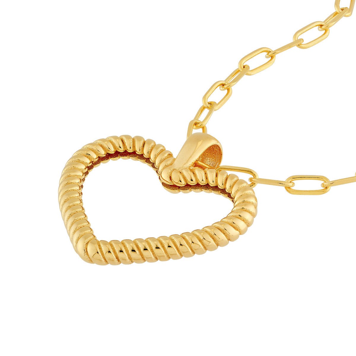Birmingham Jewelry - 14K Yellow Gold Twisted Rope Open Heart Pendant - Birmingham Jewelry
