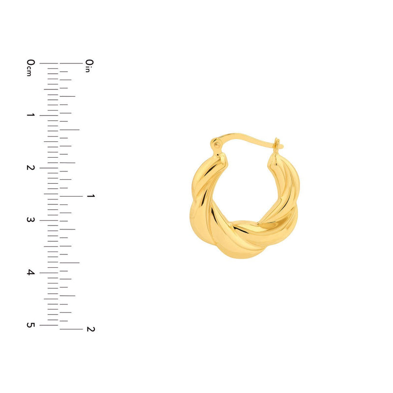 Birmingham Jewelry - 14K Yellow Gold Twisted Round Hoop Earrings - Birmingham Jewelry