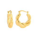 Birmingham Jewelry - 14K Yellow Gold Twisted Round Hoop Earrings - Birmingham Jewelry