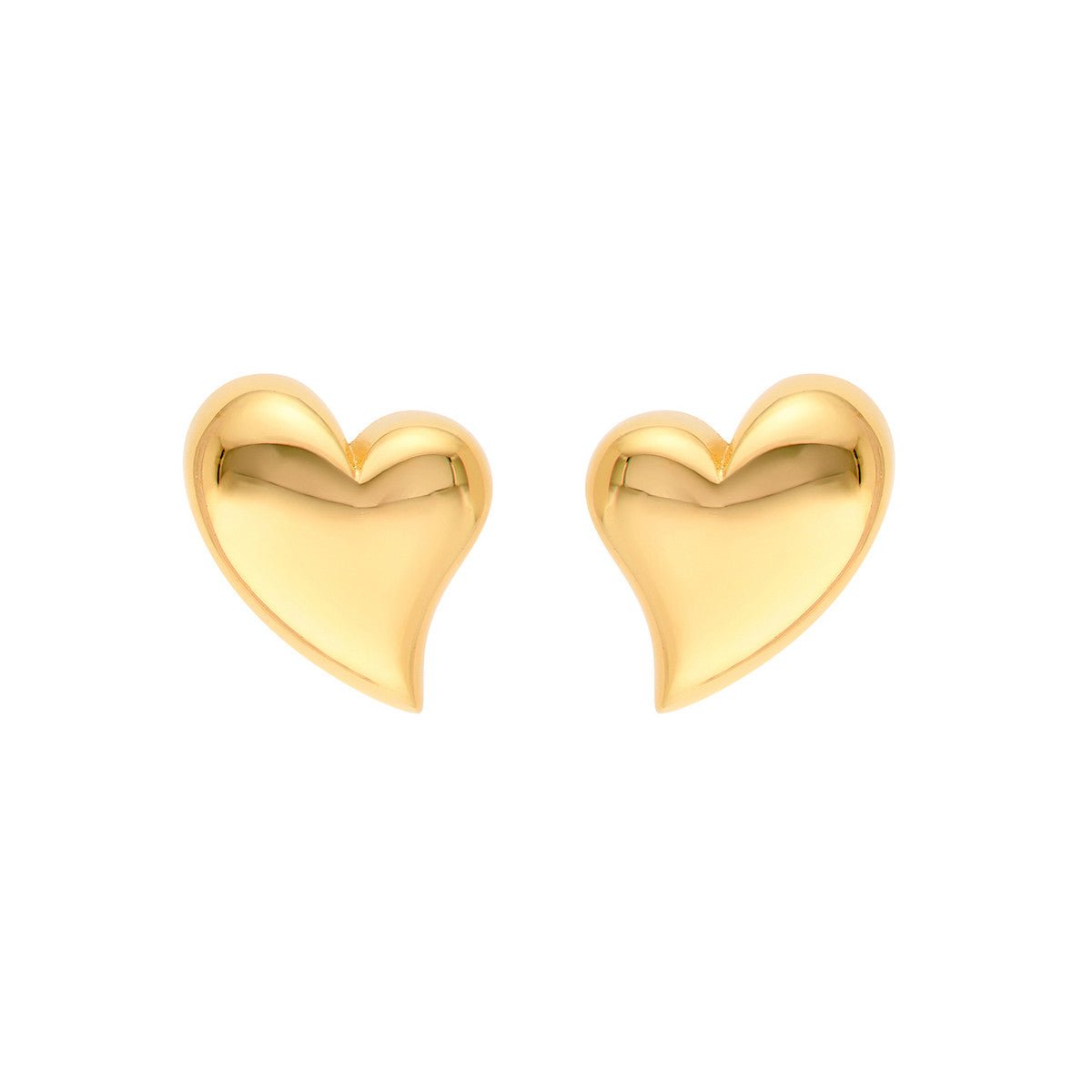 Birmingham Jewelry - 14K Yellow Gold Wavy Polished Large Heart Stud Earrings - Birmingham Jewelry