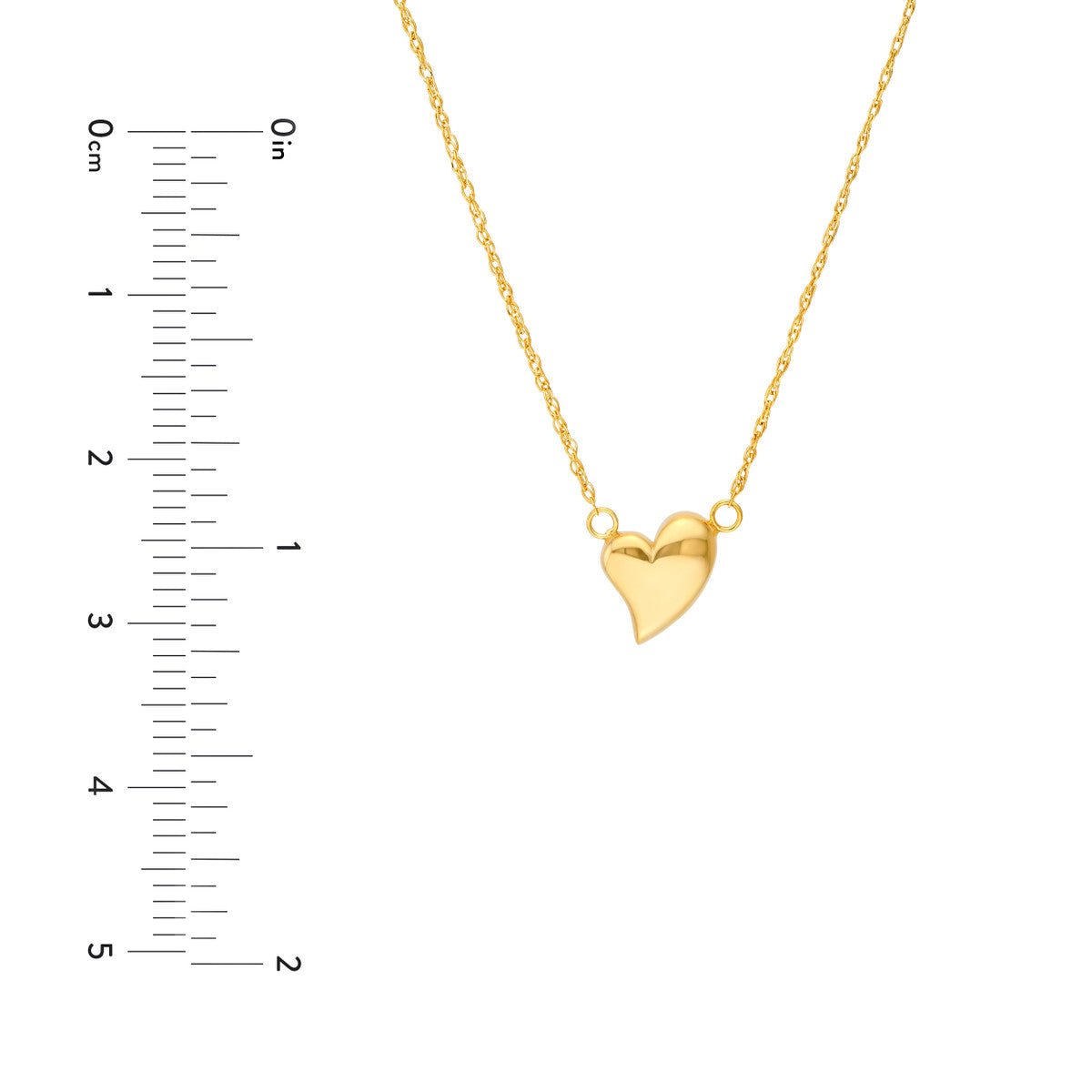 Birmingham Jewelry - 14K Yellow Gold Wavy Puff Heart Rope Necklace - Birmingham Jewelry