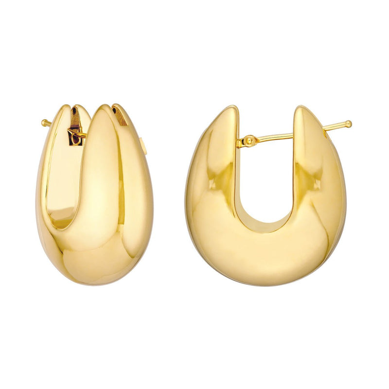 Birmingham Jewelry - 14K Yellow Gold Wide Round Puff Hoop Earrings - Birmingham Jewelry