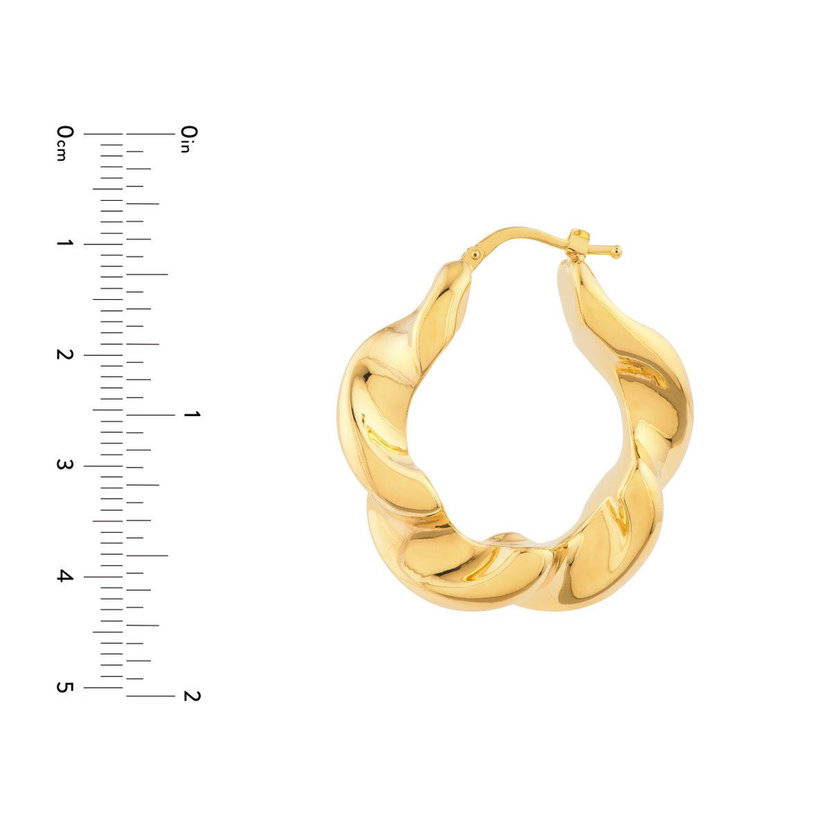 Birmingham Jewelry - 14K Yellow Gold Wide Twist Puff Hoop Earrings - Birmingham Jewelry