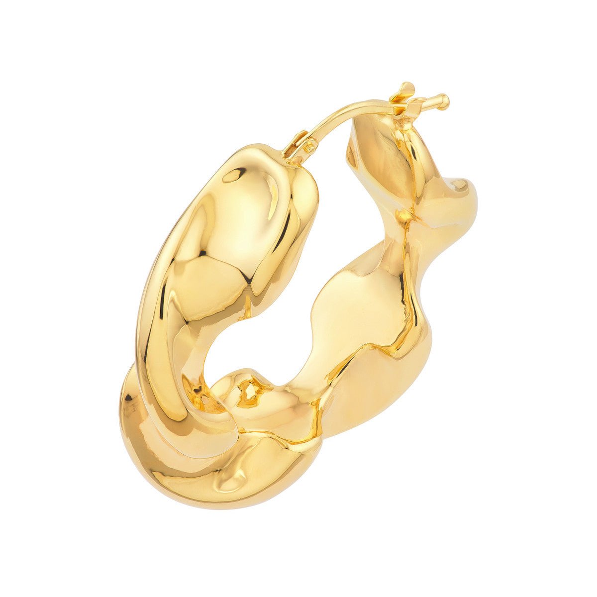 Birmingham Jewelry - 14K Yellow Gold Wide Twist Puff Hoop Earrings - Birmingham Jewelry