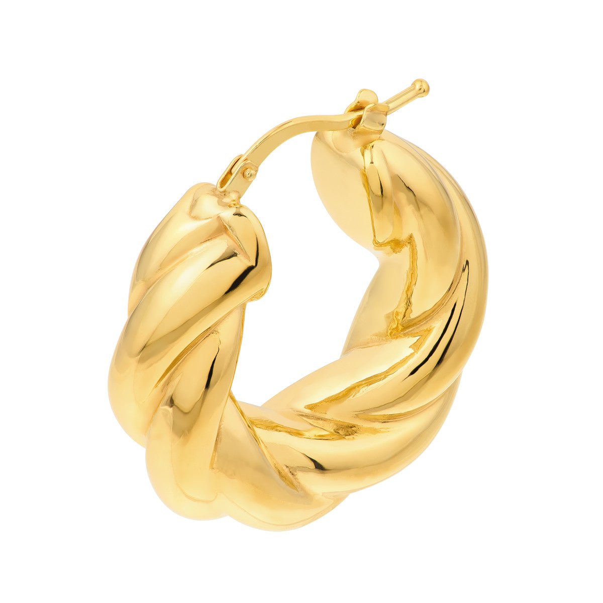 Birmingham Jewelry - 14K Yellow Gold Wide Twisted Puff Hoop Earrings - Birmingham Jewelry