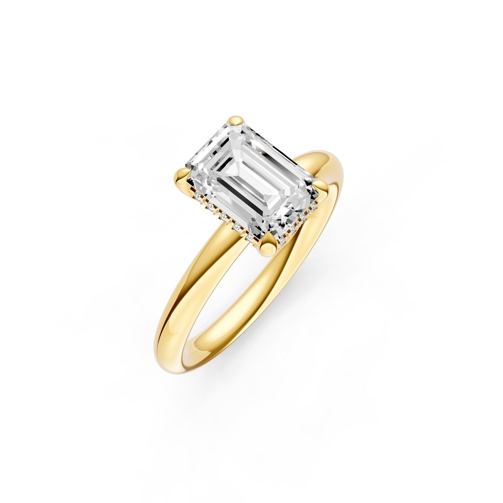 Birmingham Jewelry - Classic Hidden Halo Engagement Ring (Emerald Cut) - Birmingham Jewelry