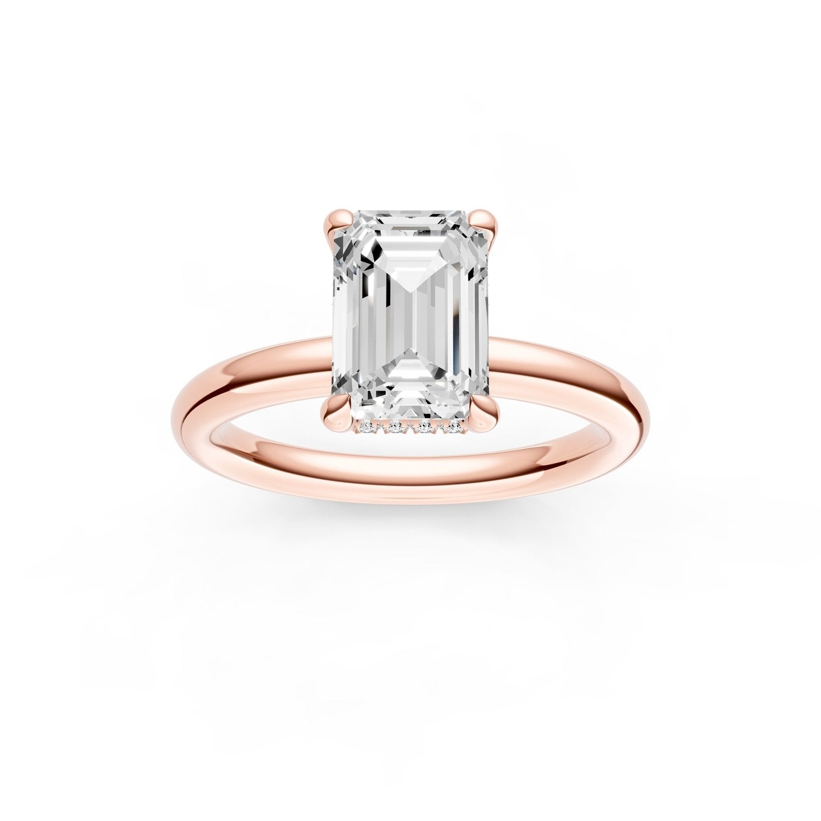 Birmingham Jewelry - Classic Hidden Halo Engagement Ring (Emerald Cut) - Birmingham Jewelry
