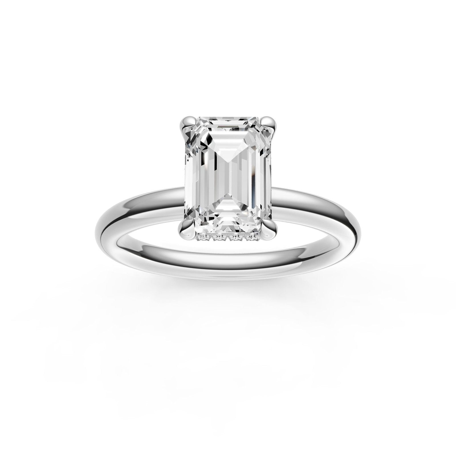 Birmingham Jewelry - Classic Hidden Halo Engagement Ring (Emerald Cut) - Birmingham Jewelry