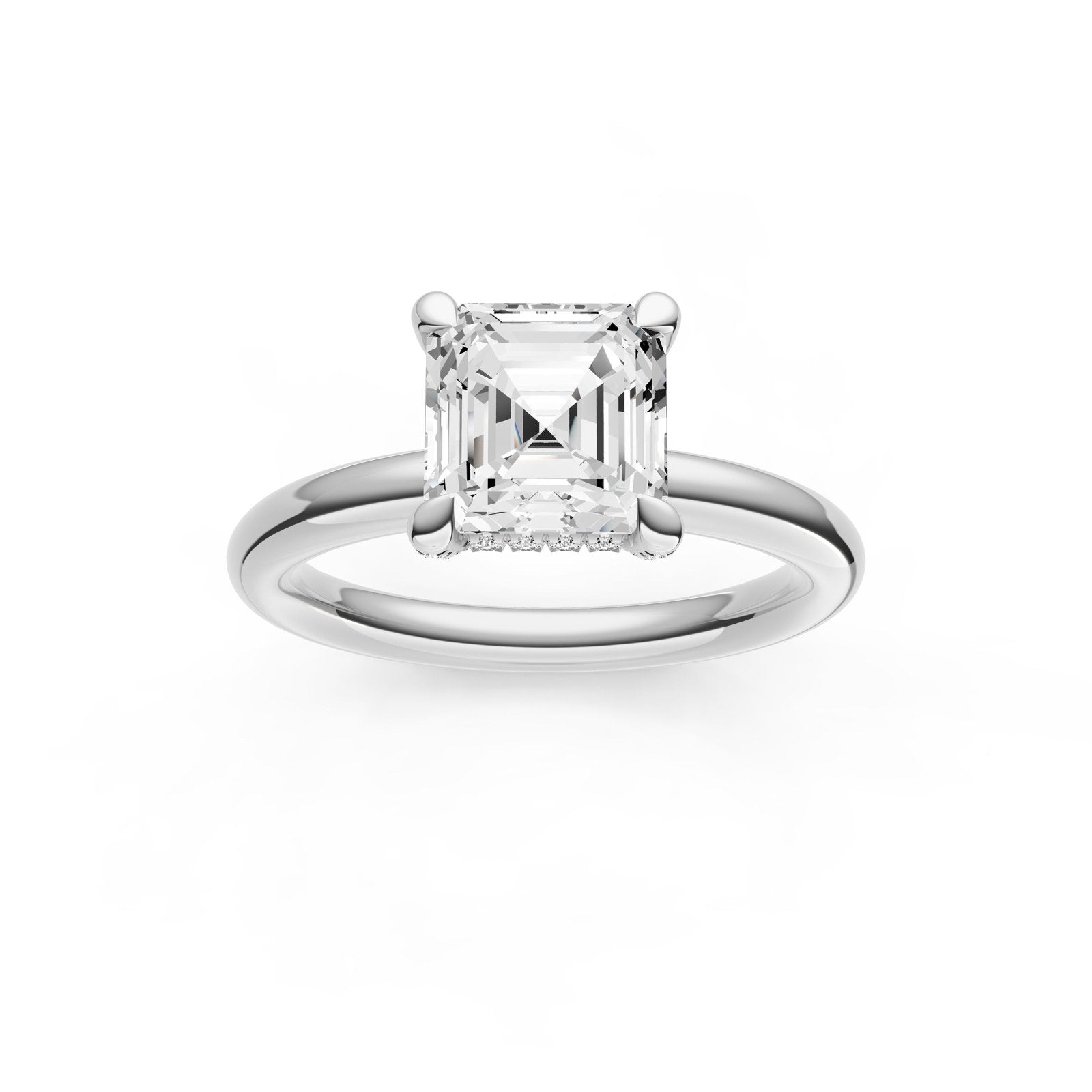 Birmingham Jewelry - Hidden Halo Diamond Crown Engagement Ring (Asscher) - Birmingham Jewelry