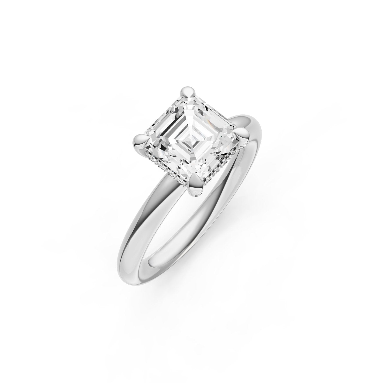 Birmingham Jewelry - Hidden Halo Diamond Crown Engagement Ring (Asscher) - Birmingham Jewelry