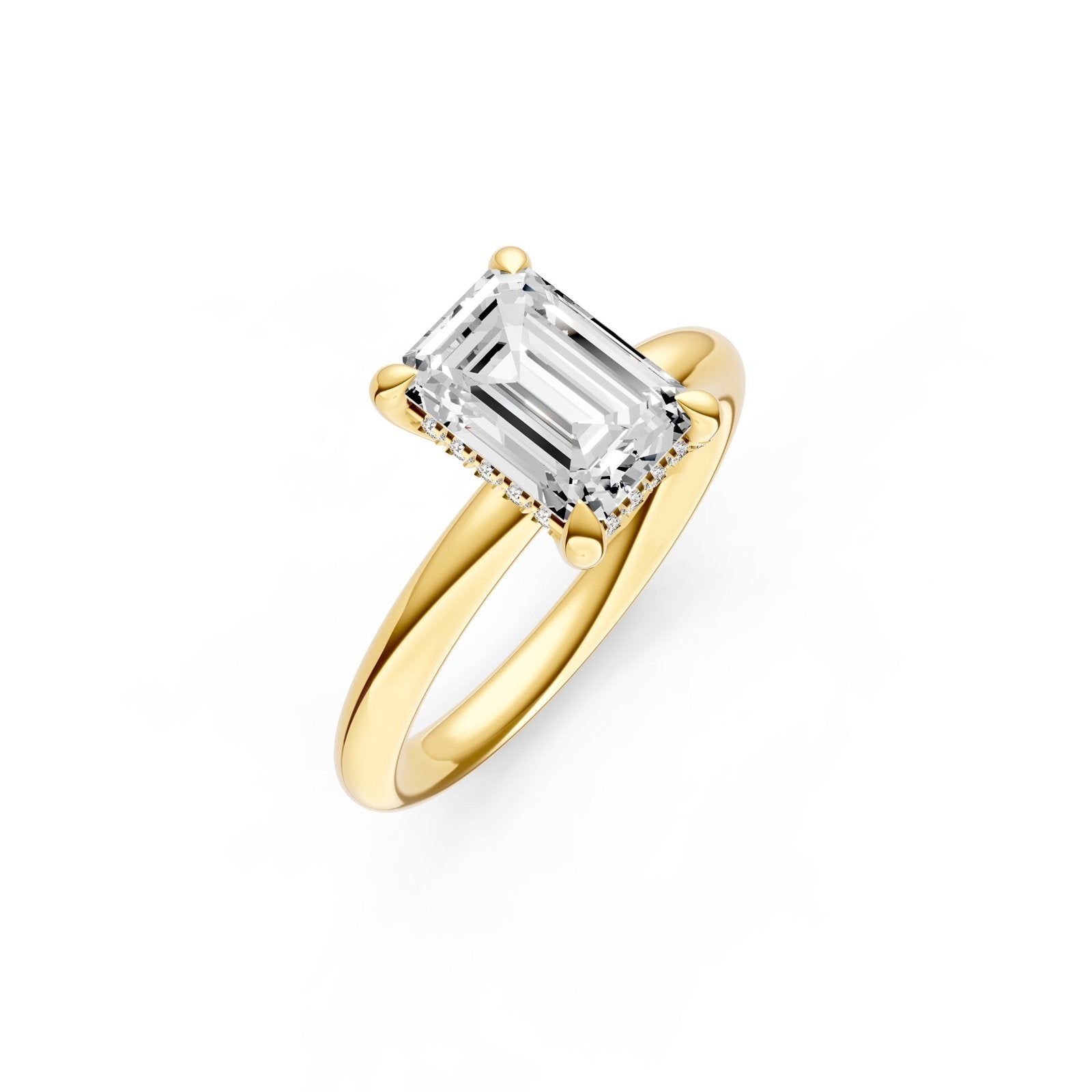 Birmingham Jewelry - Hidden Halo Diamond Crown Engagement Ring (Emerald) - Birmingham Jewelry