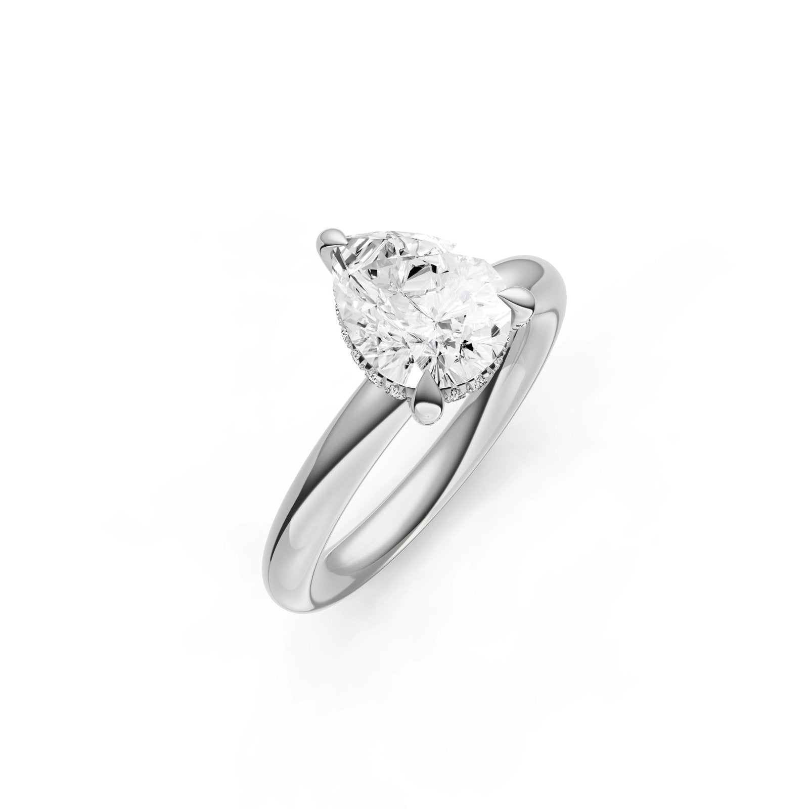 Birmingham Jewelry - Hidden Halo Diamond Crown Engagement Ring (Pear Shape) - Birmingham Jewelry