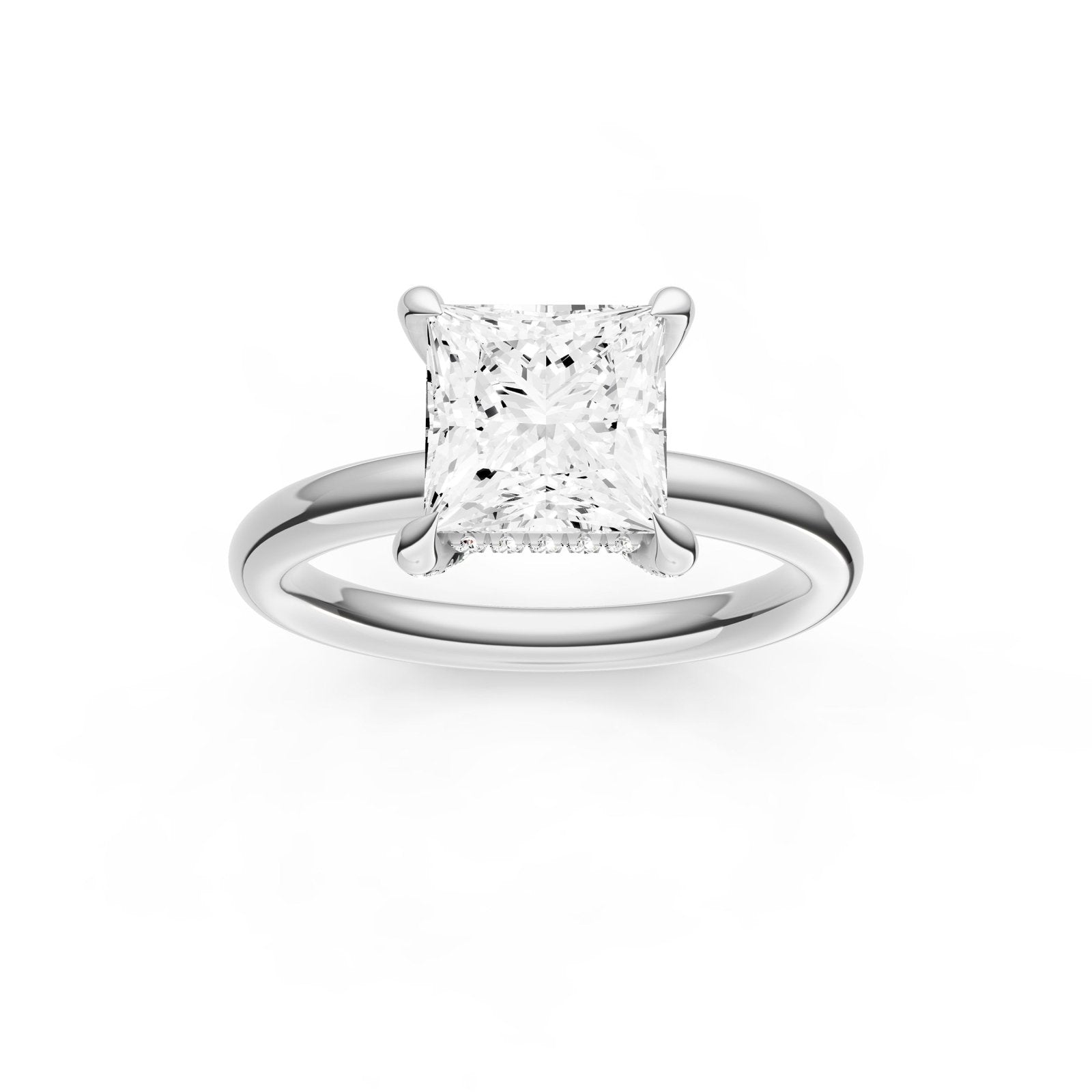 Birmingham Jewelry - Hidden Halo Diamond Crown Engagement Ring (Princess Cut) - Birmingham Jewelry