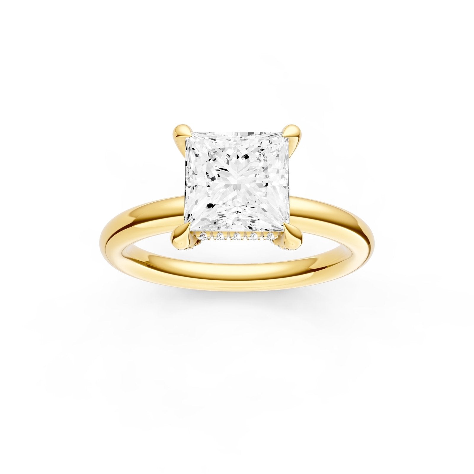 Birmingham Jewelry - Hidden Halo Diamond Crown Engagement Ring (Princess Cut) - Birmingham Jewelry