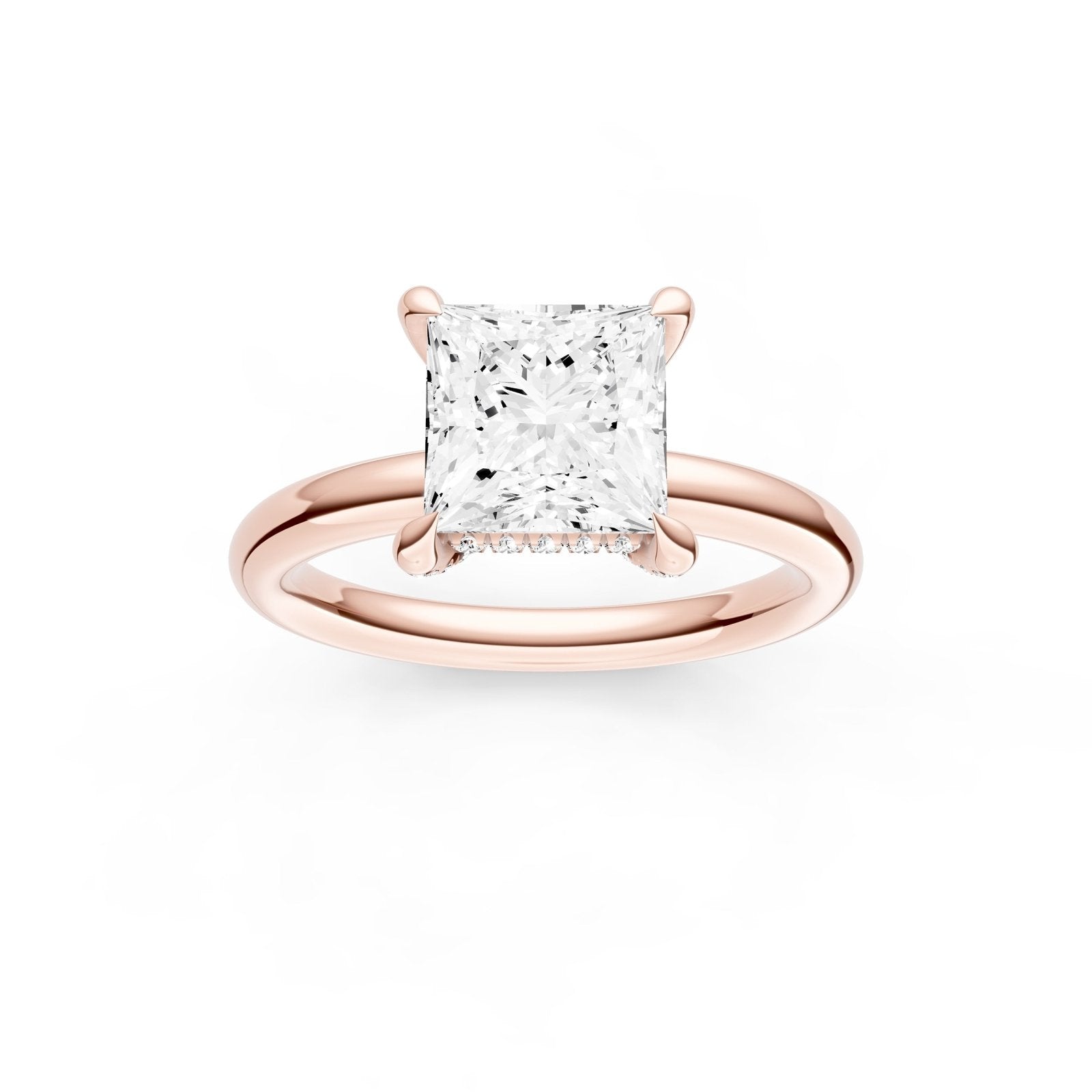 Birmingham Jewelry - Hidden Halo Diamond Crown Engagement Ring (Princess Cut) - Birmingham Jewelry