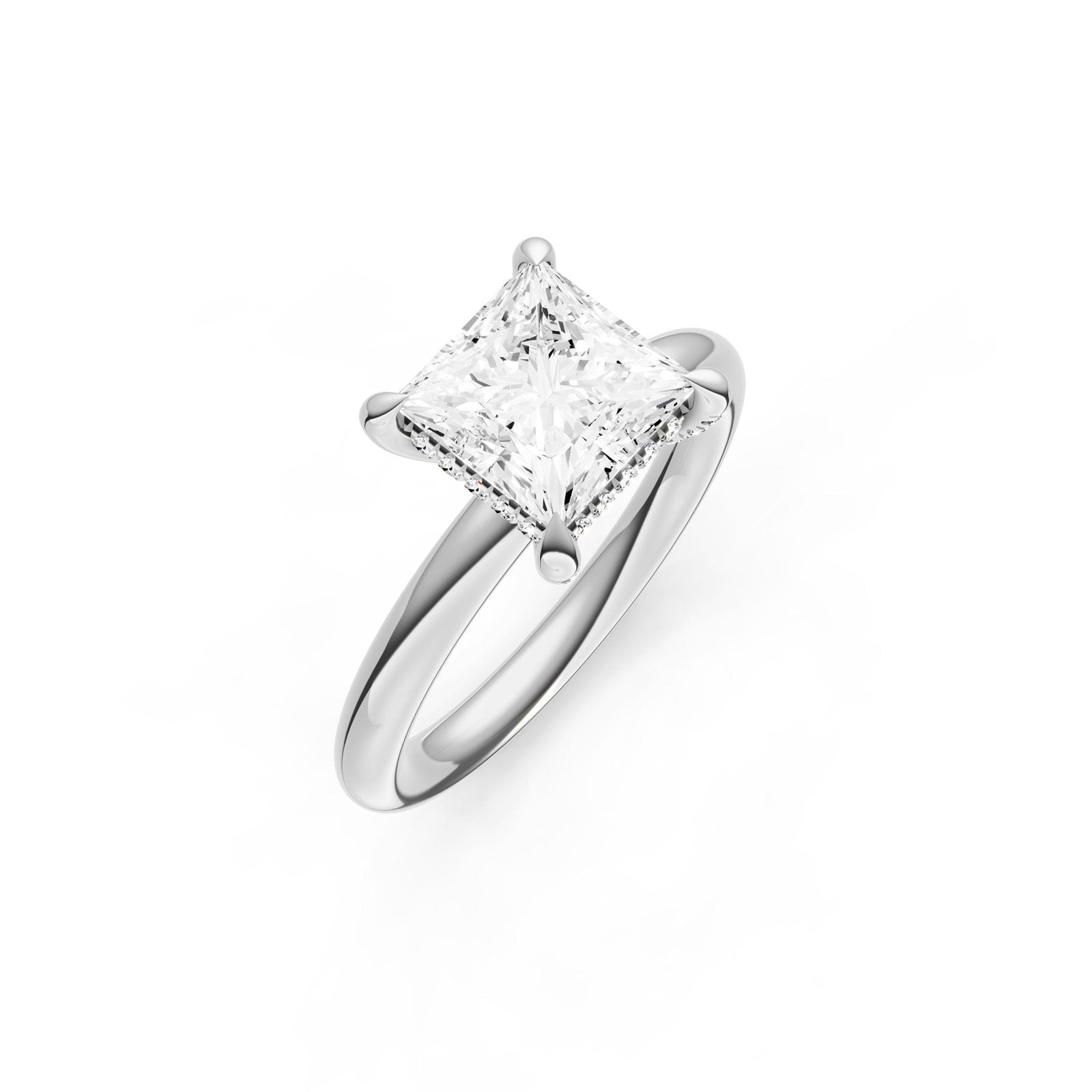 Birmingham Jewelry - Hidden Halo Diamond Crown Engagement Ring (Princess Cut) - Birmingham Jewelry