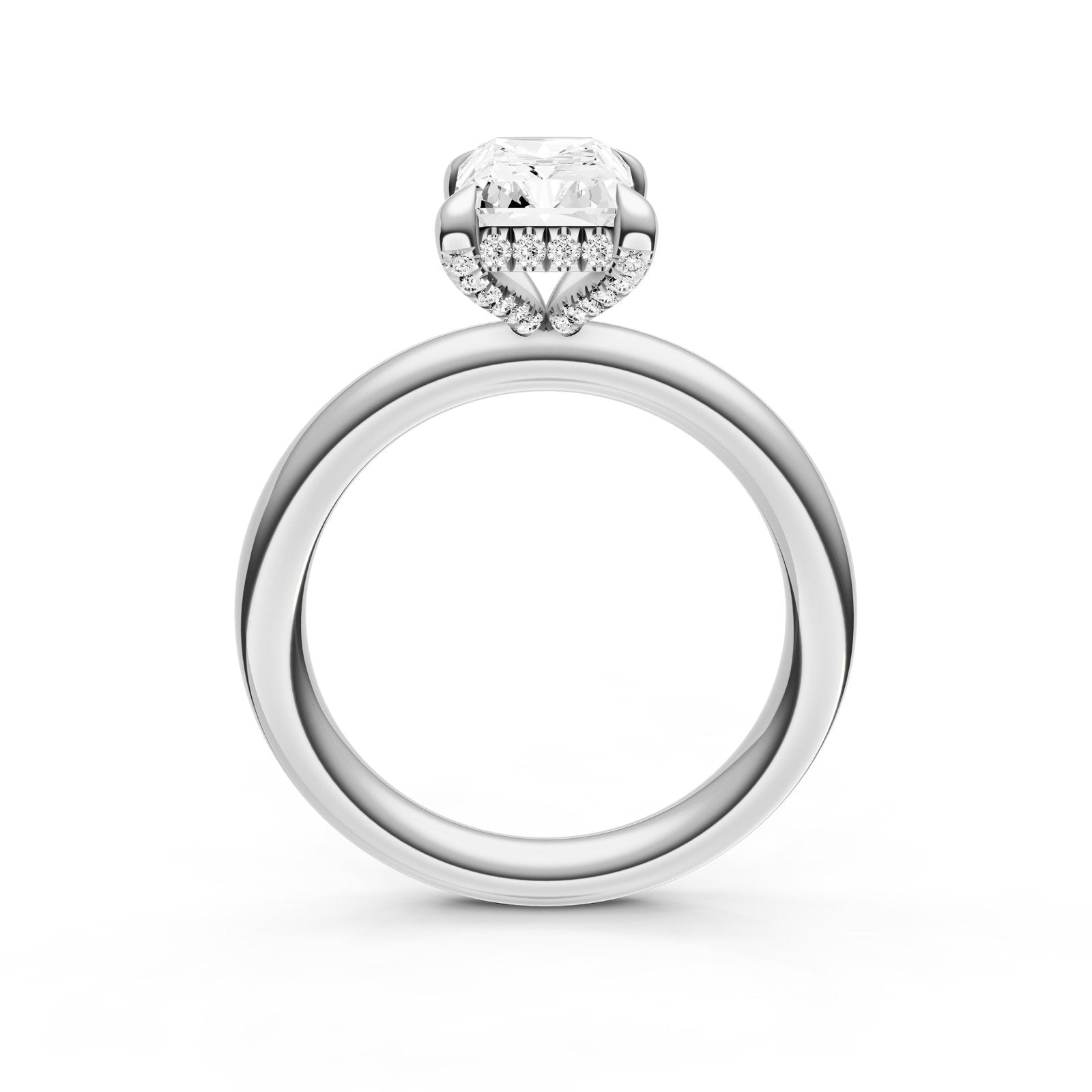 Birmingham Jewelry - Hidden Halo Diamond Crown Engagement Ring (Radiant) - Birmingham Jewelry