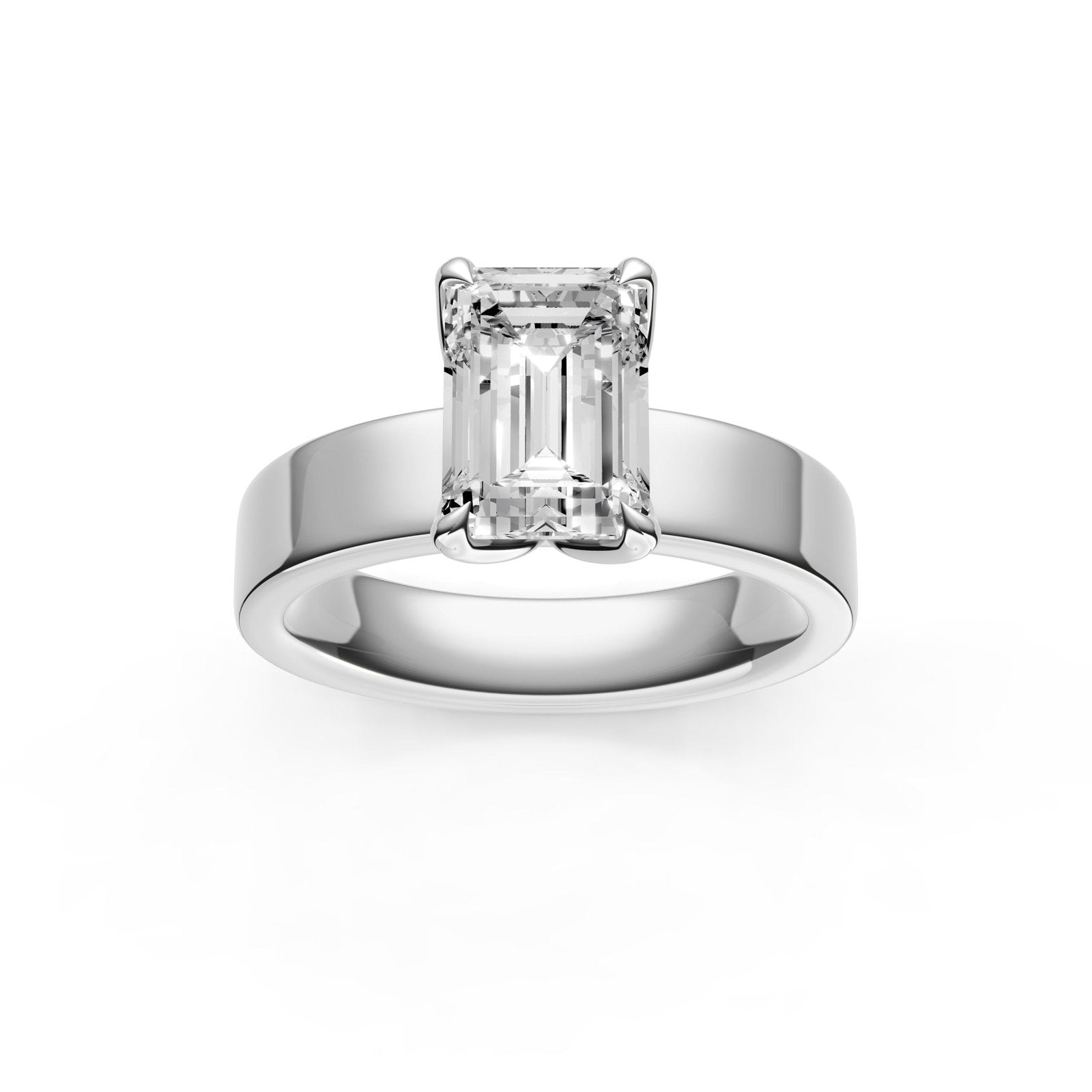 Birmingham Jewelry - Petal Wide Engagement Ring (Emerald Cut) - Birmingham Jewelry