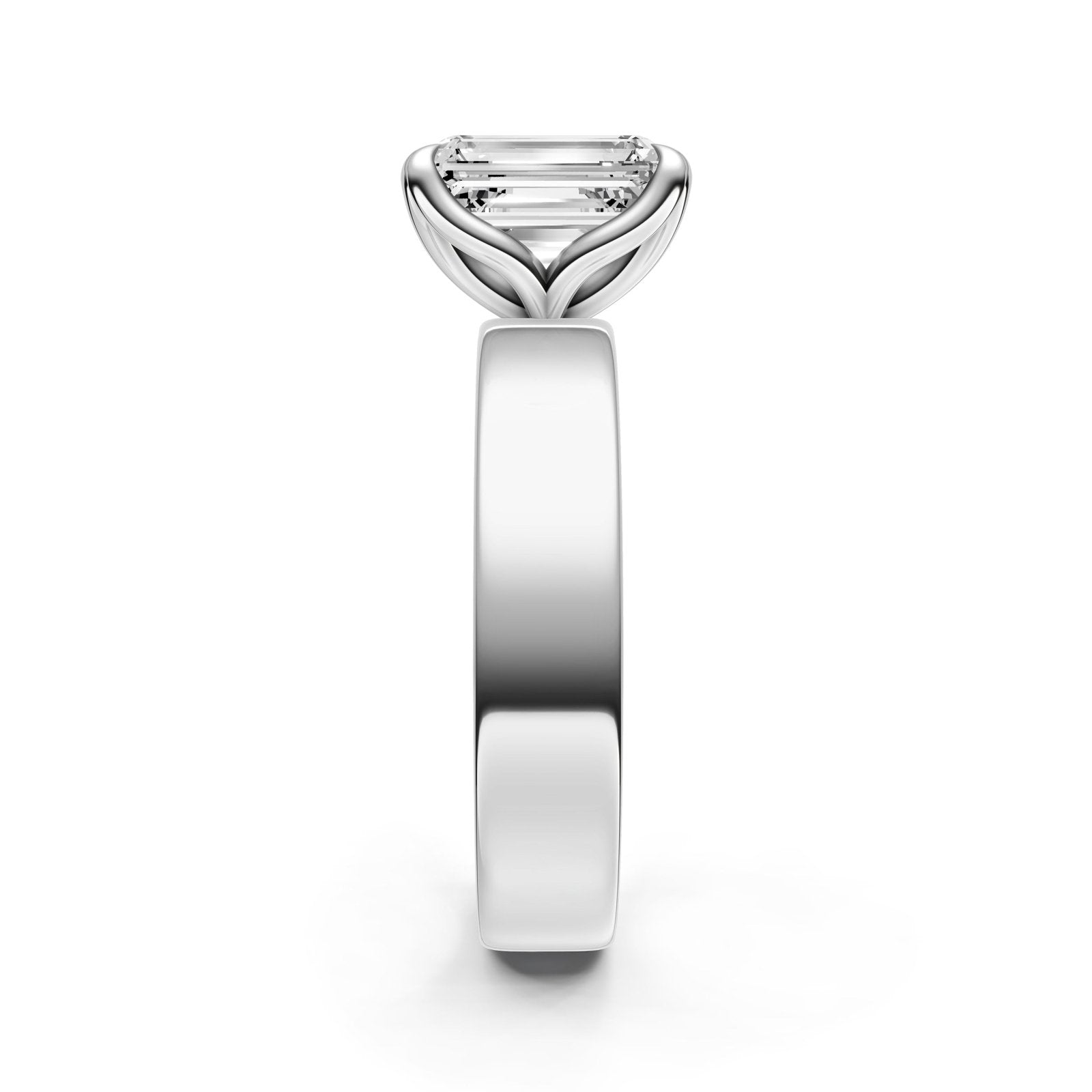 Birmingham Jewelry - Petal Wide Engagement Ring (Emerald Cut) - Birmingham Jewelry