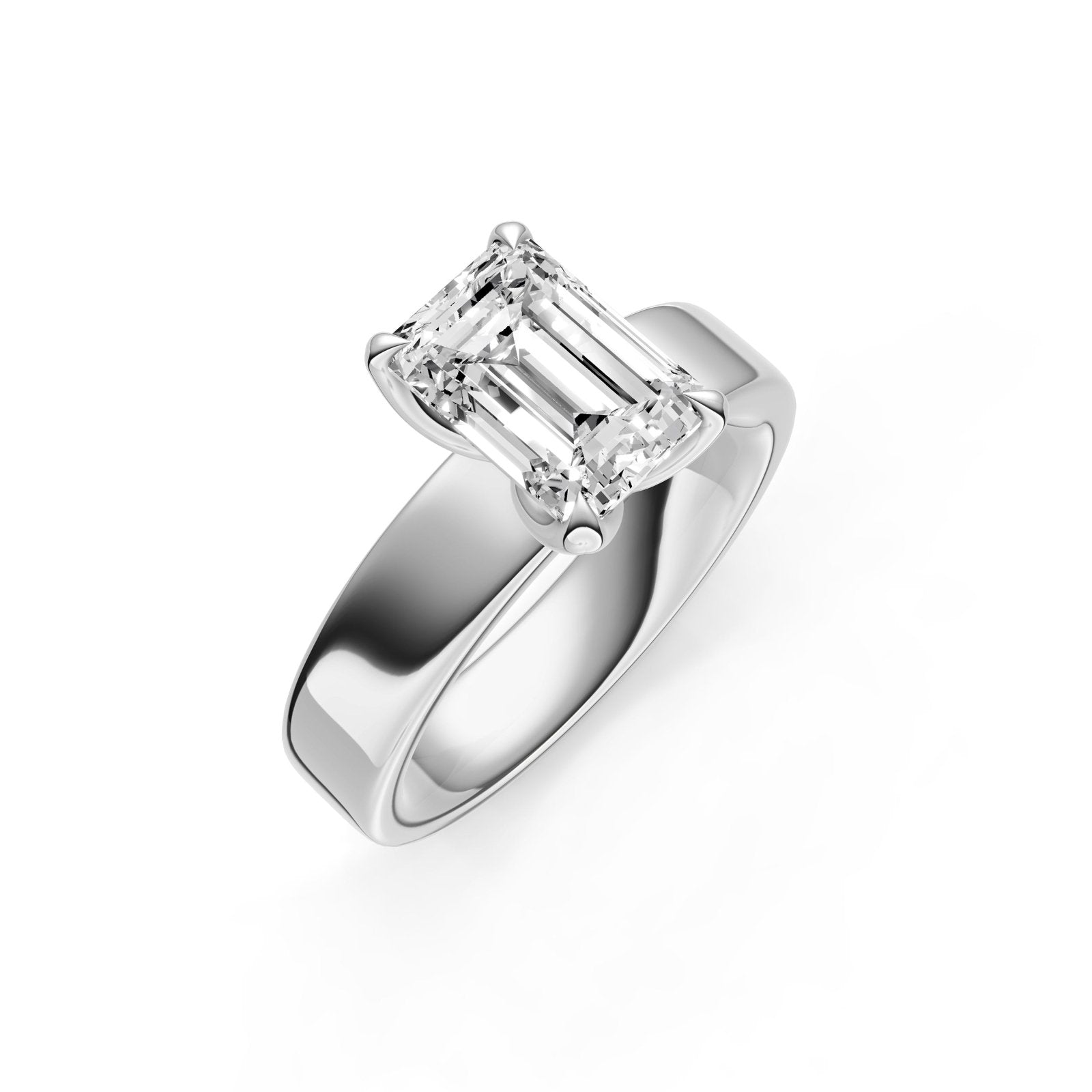 Birmingham Jewelry - Petal Wide Engagement Ring (Emerald Cut) - Birmingham Jewelry