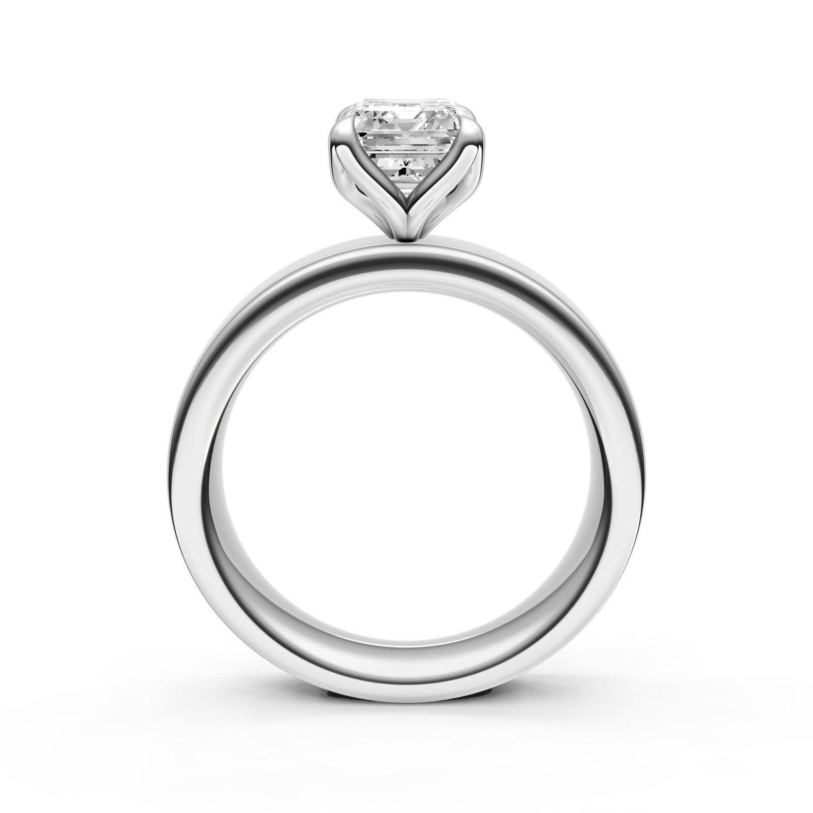 Birmingham Jewelry - Petal Wide Engagement Ring (Emerald Cut) - Birmingham Jewelry