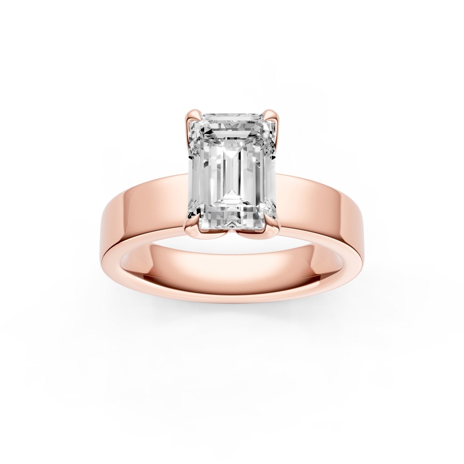 Birmingham Jewelry - Petal Wide Engagement Ring (Emerald Cut) - Birmingham Jewelry